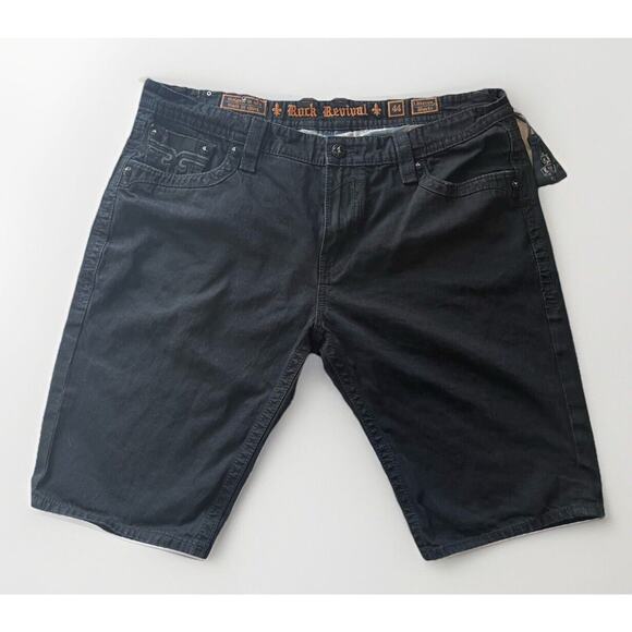 Y2K Rock Revival Embroidered Black “Steven” Straight Men’s Shorts Size 44 - Picture 4 of 8